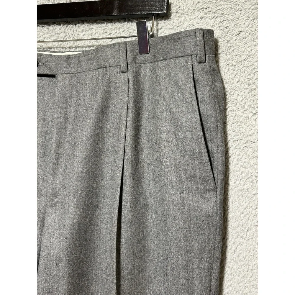 ERMENEGILDO ZEGNA Trousers Mens 40R 100% Wool Raw Hem Pleated‎ Dress Pants Italy